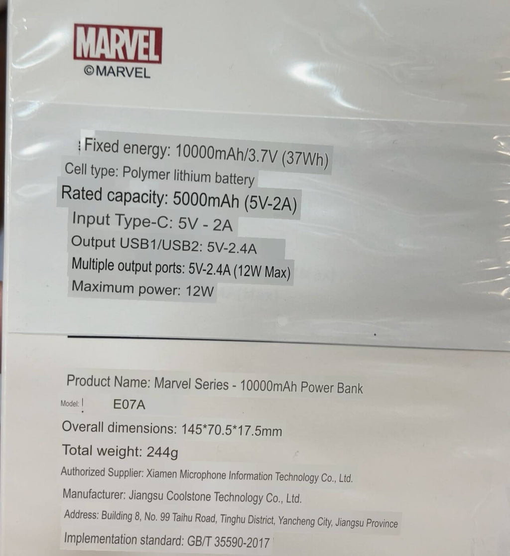 1000mAh Marvel Series Leather Cover Polyner Lithium Battery PowerBank