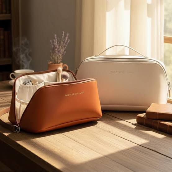 High End Retro-Paid Leather Travel Cosmetics Pouch