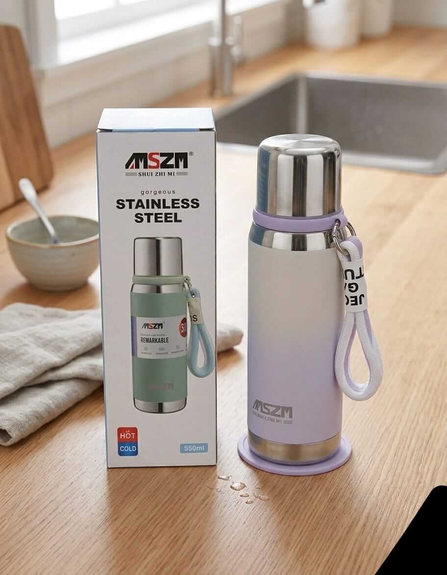 Gradient Color Steel Insulated Bottle with Strap - 550ml