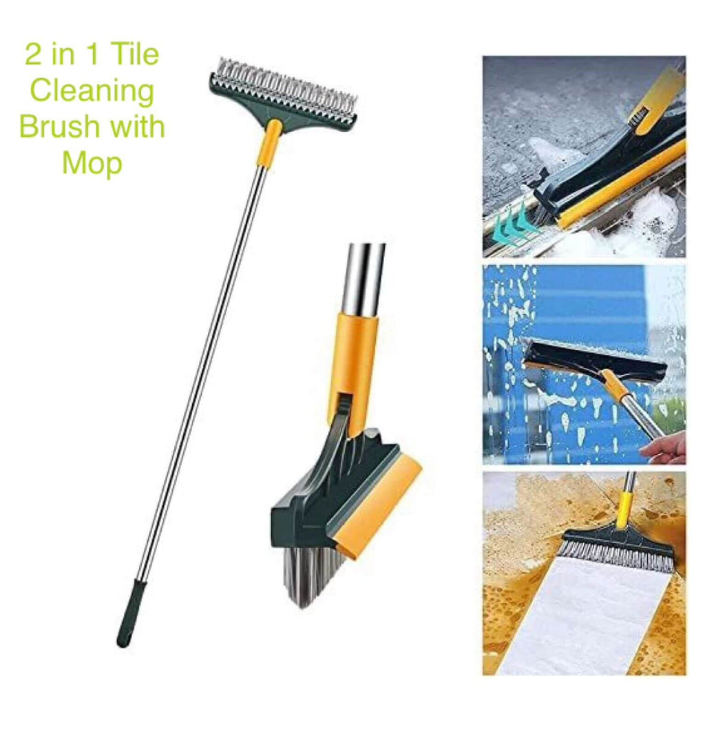 2in1 Viper Corner Brush Mop - Tile Cleaning Brush with Squeegee