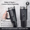 Customized 40oz Black Stainless Steel Tumbler - Laser Engraved Name or Logo