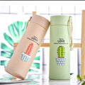 Cactus Design Insulated Plastic/Glass Coated Water Bottle 450ml - Random Colours