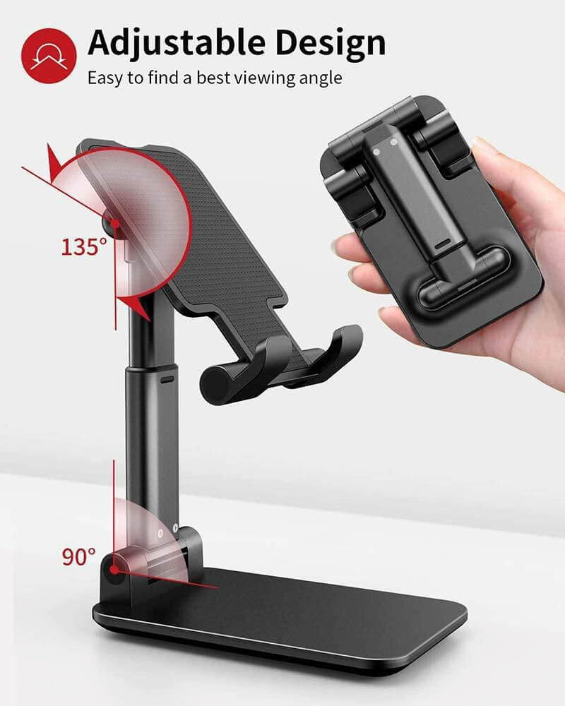 Foldable Desktop Plastic Mobile & Tablet Holder - Adjustable Height & Angle