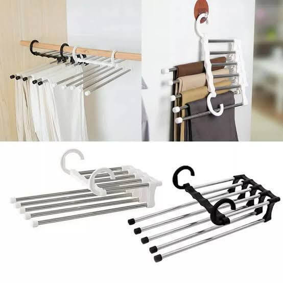 5in1 Rotating Foldable Stainless Steel Pipes Clothes Hanger - Pants & Ties Organizer