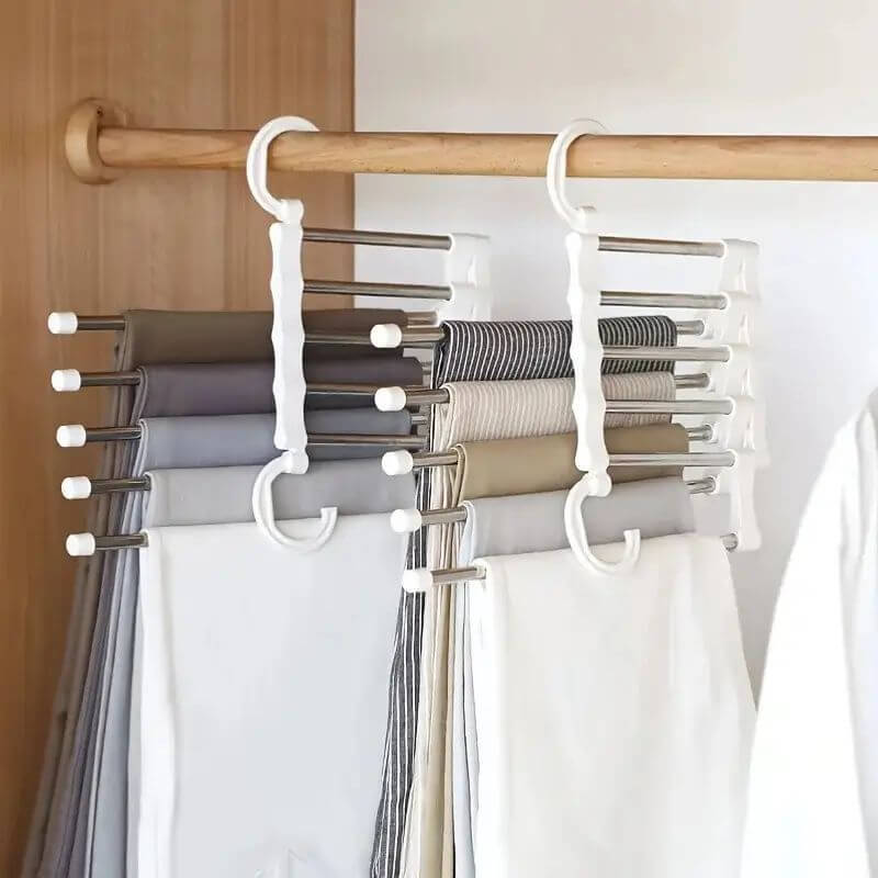 5in1 Rotating Foldable Stainless Steel Pipes Clothes Hanger - Pants & Ties Organizer