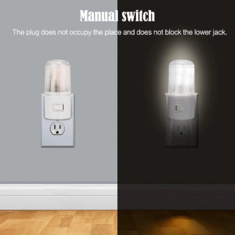 LED Night Light - Energy Saving Wall Plug-In Night Lamp with Manual Switch | Soft Lighting for Bedroom & Hallway