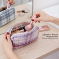 Imported Smart Cosmetics & Stationery Pouch | Plaid Design Multi-Purpose Organizer Bag - Random Colours