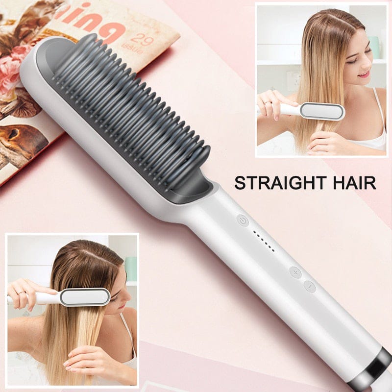 Hair Straightener - Ceramic Heated Hair Straightening Brush | 5 Temperature Settings | Anti-Scald | Random Colours