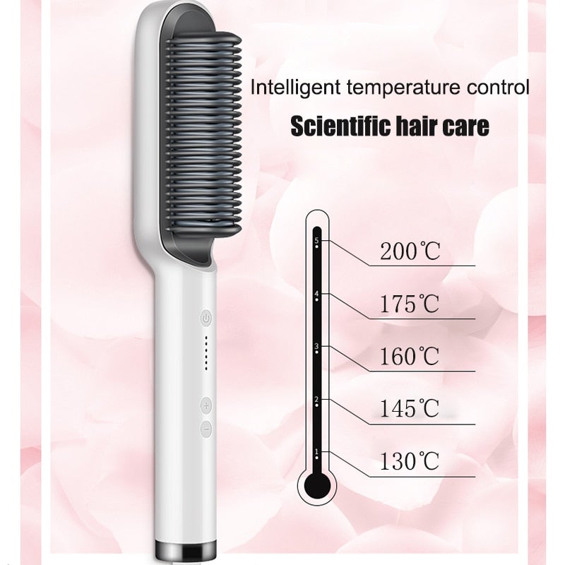 Hair Straightener - Ceramic Heated Hair Straightening Brush | 5 Temperature Settings | Anti-Scald | Random Colours