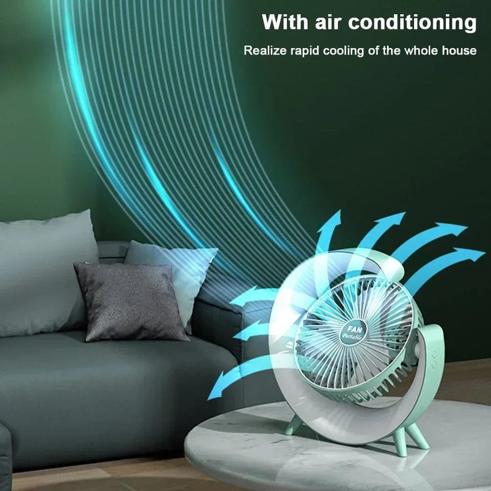 Rechargeable RGB Lighting Desktop Air Cooling Fan | 3 Speed | Silent 30dB | Box Pack | Green & Pink