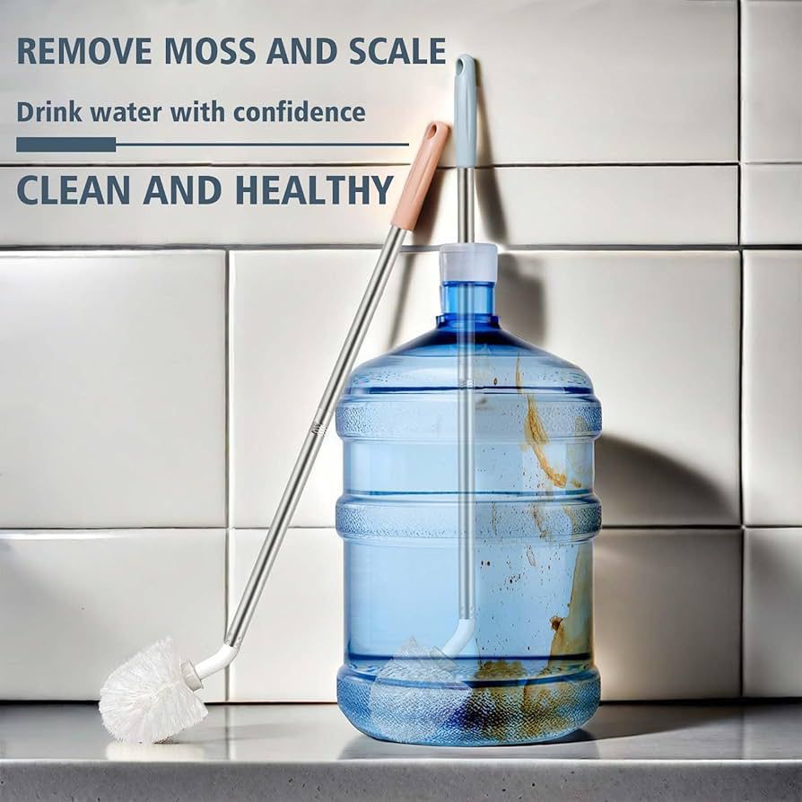 Imported Long Handle 19L Water Gallon Cleaning Curve Shape Brush | Removes Moss & Scale | Drink Water with Confidence