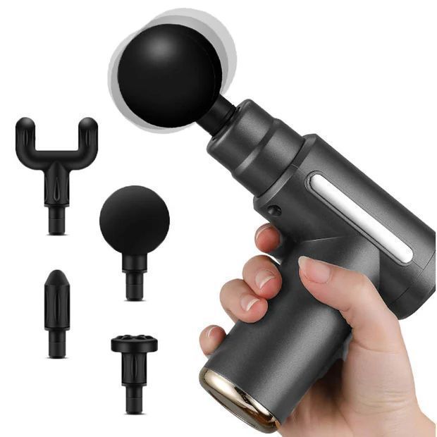 4 in 1 Rechargeable Gun Massager | 6 Speed Modes | Deep Tissue Muscle Relief | 4 Massage Heads | Box Packing
