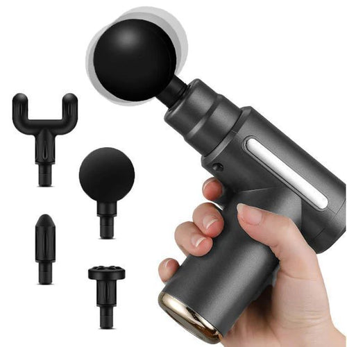 4 in 1 Rechargeable Gun Massager | 6 Speed Modes | Deep Tissue Muscle Relief | 4 Massage Heads | Box Packing