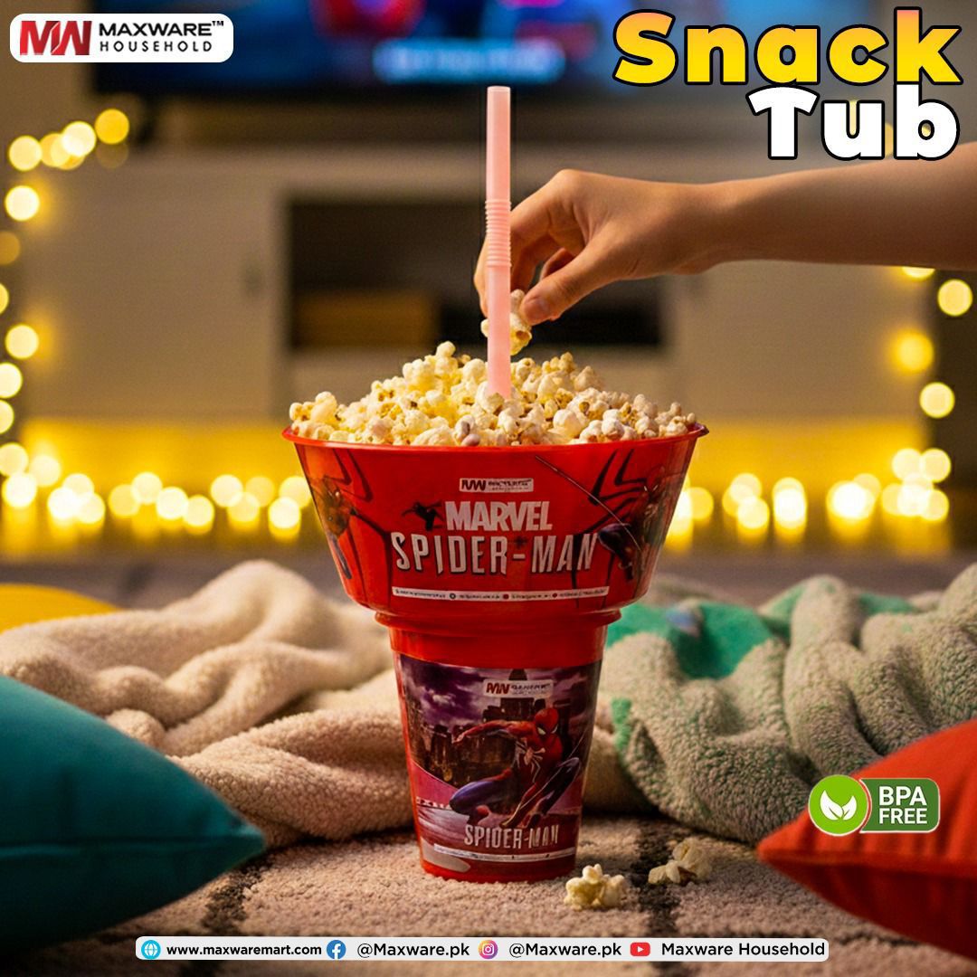 Snack Tub | 2 in 1 Snack & Drink Combo | BPA Free | Cartoon Characters | Kids Party
