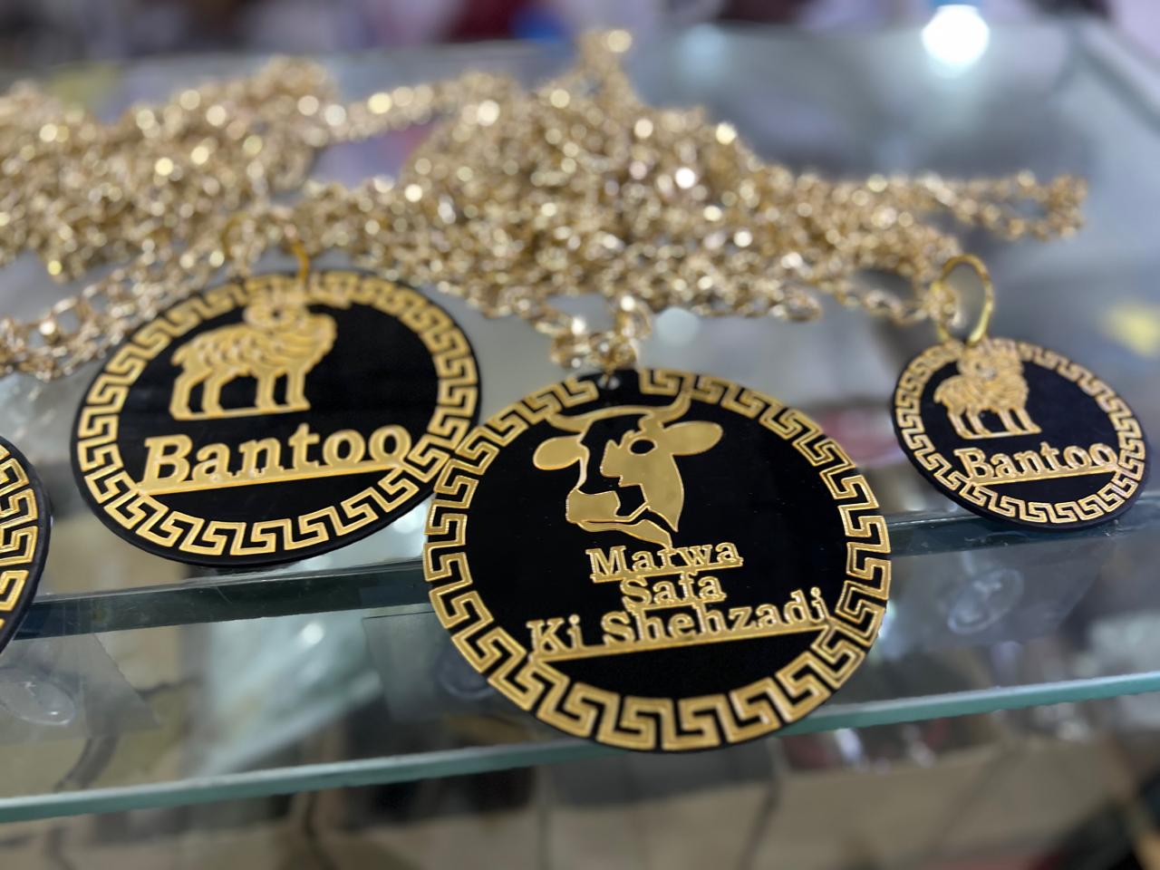 Customized Cow Locket | Personalized Name | Black & Gold | With Chain