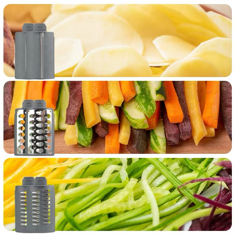 🥗 Table Top Drum Vegetable Cutter & Grater | 3 Interchangeable Blades | Suction Base | Manual Rotary