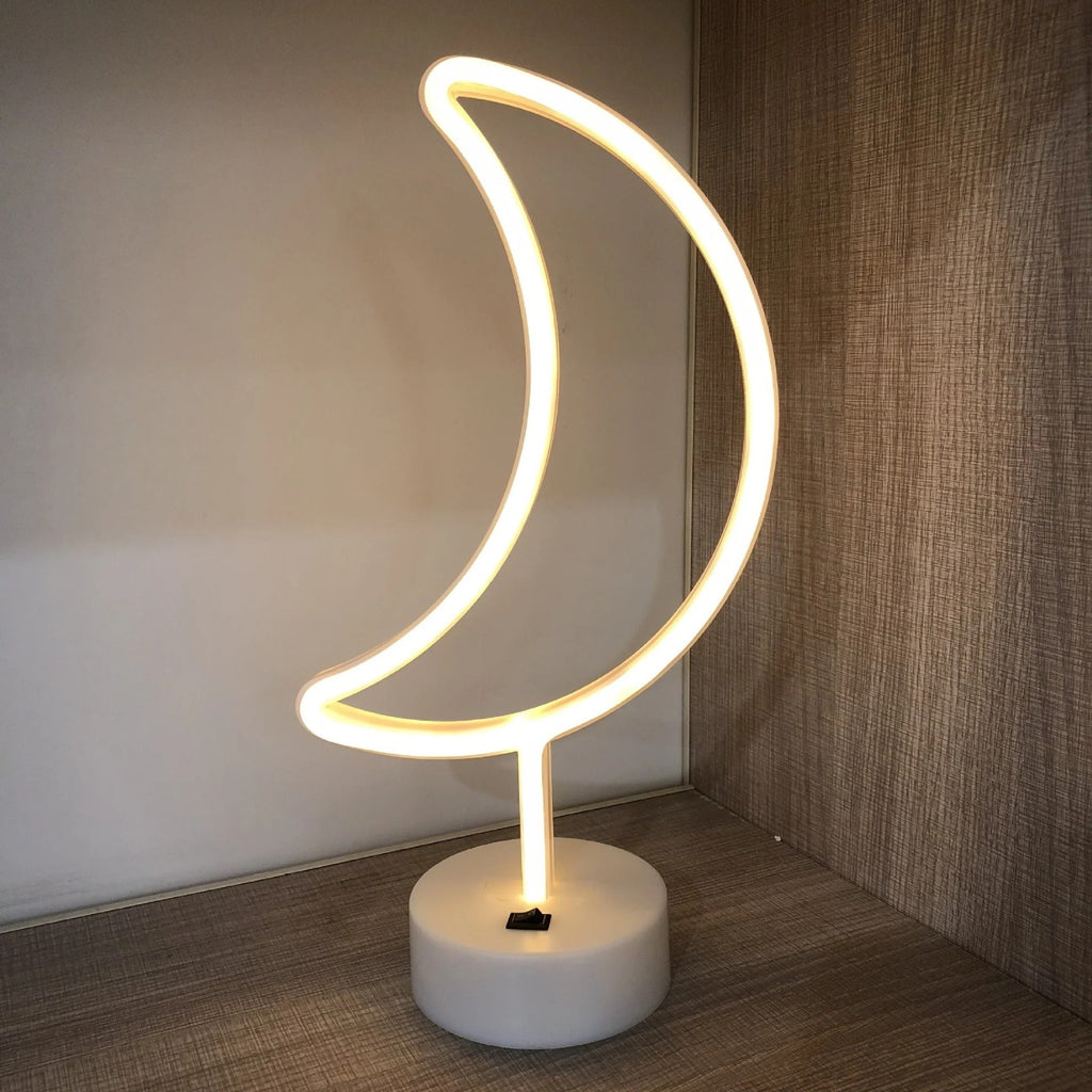 Neon Moon Table Lamp | Modern Golden Glowing Moon Light | USB | Box Pack