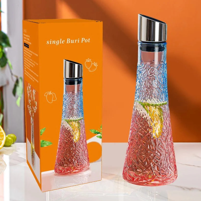 Luxury Gradient Glass Jug | Stainless Steel Lid | 1000ml | Box Pack