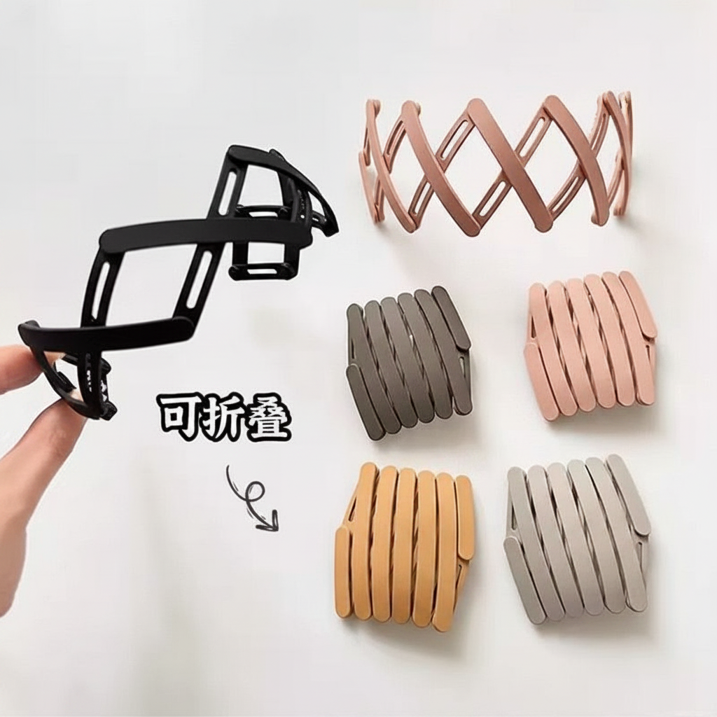 Foldable expandable hair headbands all colors black rose gold grey beige gold silver flat lay