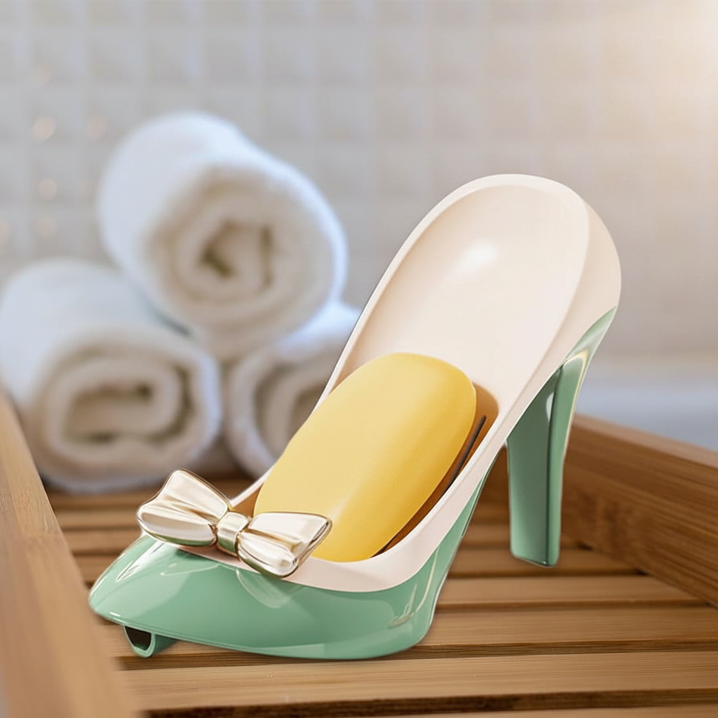 Green high heel soap holder lifestyle bathroom